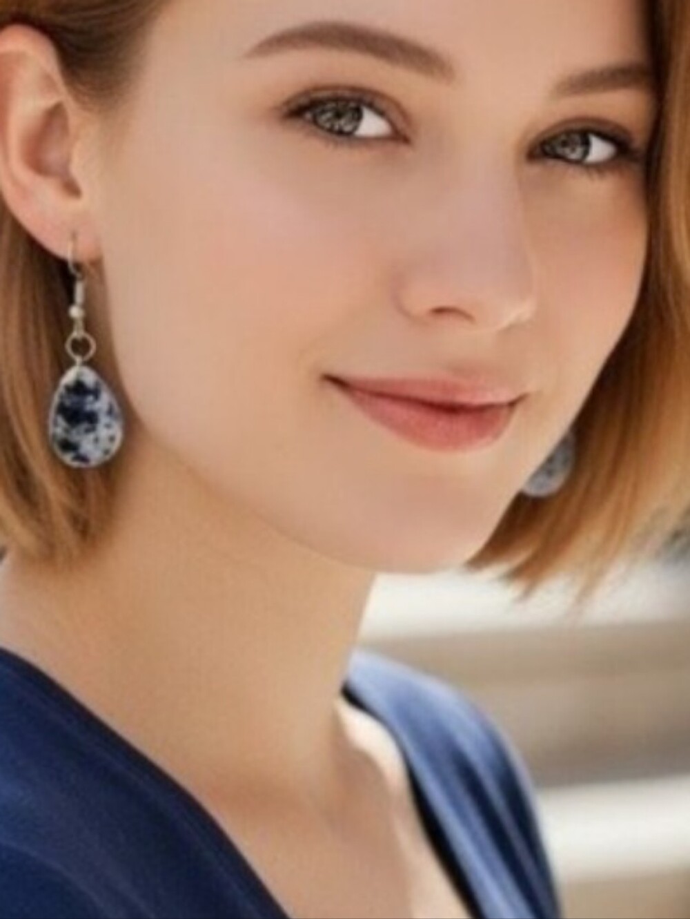 😎💙 4 / $20 Beautiful Blue Lightweight Stone Teardrop Earrings